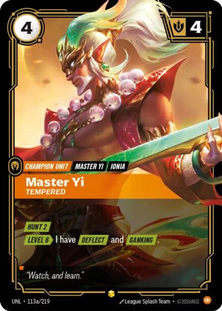 Master Yi, Tempered card art
